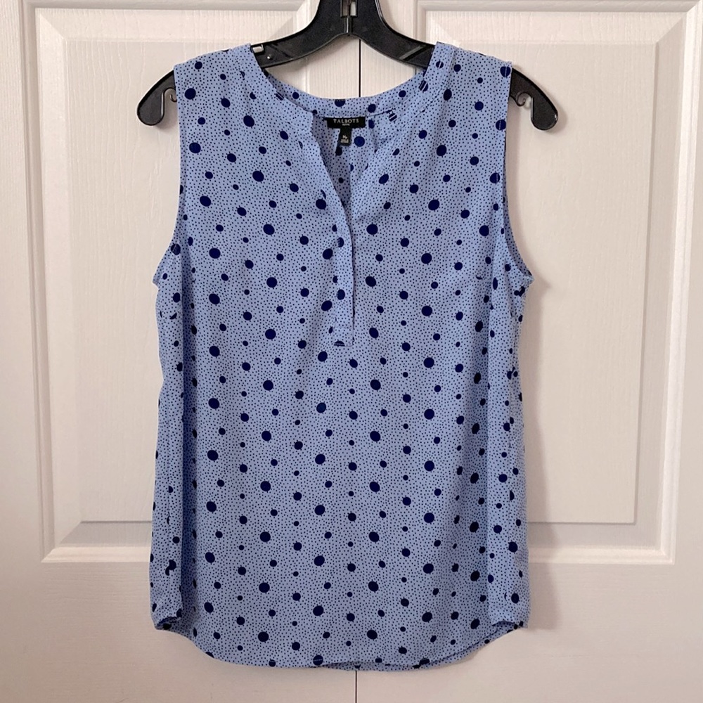 Talbots polka dot sleeveless blouse medium petite